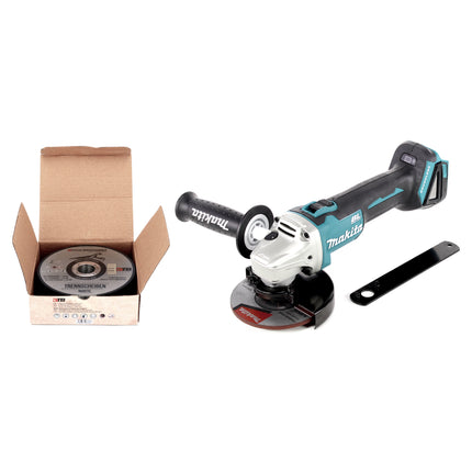 Amoladora angular sin cable Makita DGA 506 Z 18 V 125 mm sin escobillas solo + juego de discos de corte Toolbrothers MANTIS - sin batería, sin cargador