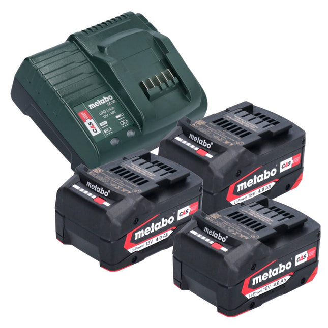 Metabo Basic Set 3 baterías Li-Power 18 V 4,0 Ah + cargador Metabo SC 30 12 - 18 V