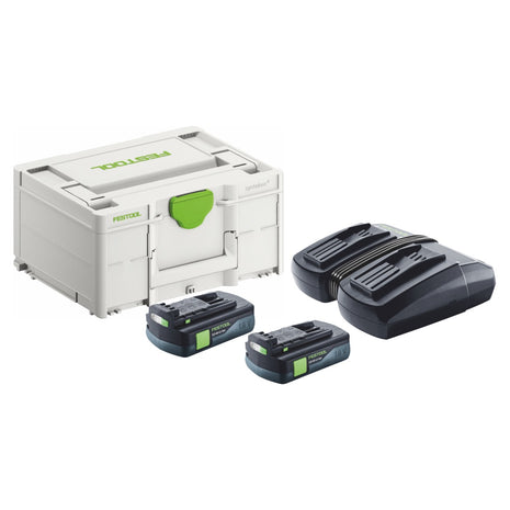 Festool Energie Set 2x BP 18 Li 3,0 C Akku 18 V 3,0 Ah / 3000 mAh Li-Ion ( 2x 577658 ) + TCL 6 DUO Doppel Ladegerät ( 577017 ) + Systainer - Toolbrothers