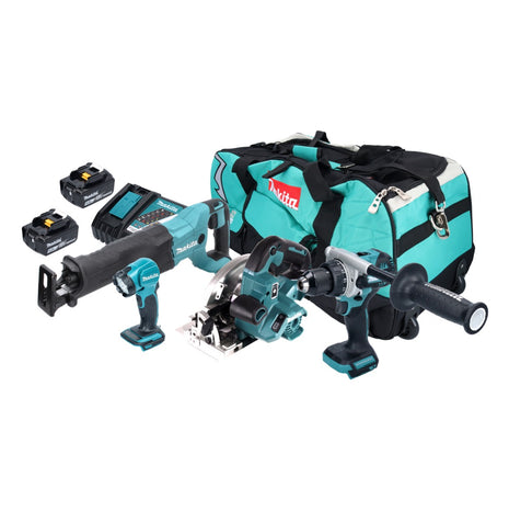 Makita DLX 5085 TX1 kit combinado de baterías 18 V DHP 486 + DHS 661 + DJR 186 + DEADML 815 + 2x baterías 5.0 Ah + cargador + bolsa