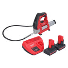 Pistola engrasadora a batería Milwaukee M12 GG-502 12 V 562 bar + 2x baterías 5,0 Ah + cargador