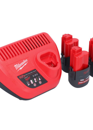 Milwaukee M12 HNRG-253 Akku Starter Set High Output 12 V + 3x HB2.5 Akku 2,5 Ah ( 4932480164 ) + M12 C12 C Ladegerät ( 4932352000 ) - Toolbrothers