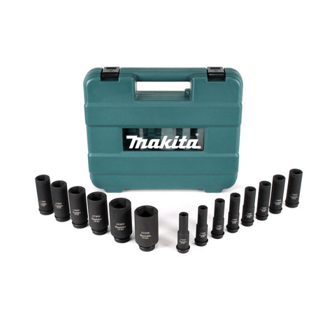 Juego de llaves de vaso Makita 10 - 32 mm 1/2" 14 piezas + estuche (E-16586) para llave de impacto - sucesor de B-52308