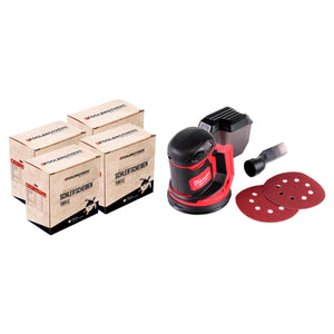 4x Toolbrothers TURTLE Schleifset 125mm + Milwaukee M18 BOS125-0 Akku Exzenterschleifer 18V 125mm Solo - ohne Akku, ohne Ladegerät