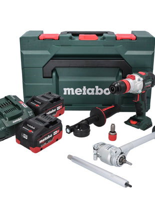 Taladro percutor a batería Metabo SB 18 LTX BL QI 18 V 130 Nm sin escobillas + 2 baterías de 5,5 Ah + cargador + adaptador dinamométrico PowerX3 + metaBOX