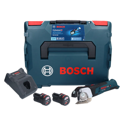 Bosch GUS 12V-300 Cesoie universali professionali a batteria 12 V ( 06019B2904 ) + 2x batteria ricaricabile 2,0 Ah + caricabatterie + L-Boxx