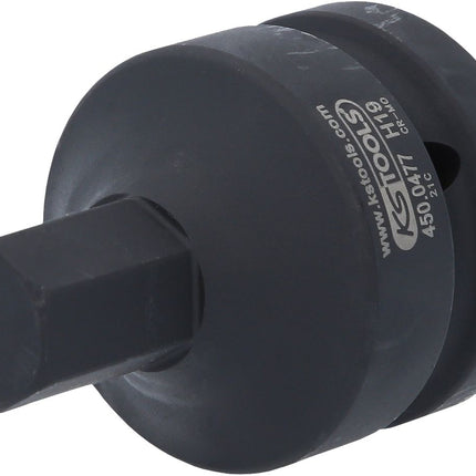 KS TOOLS 1" Kraft-Bit-Stecknuss Innensechskant, kurz, 19 mm ( 450.0477 ) - Toolbrothers