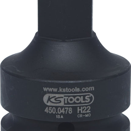 KS TOOLS 1" Kraft-Bit-Stecknuss Innensechskant, kurz, 22 mm ( 450.0478 ) - Toolbrothers