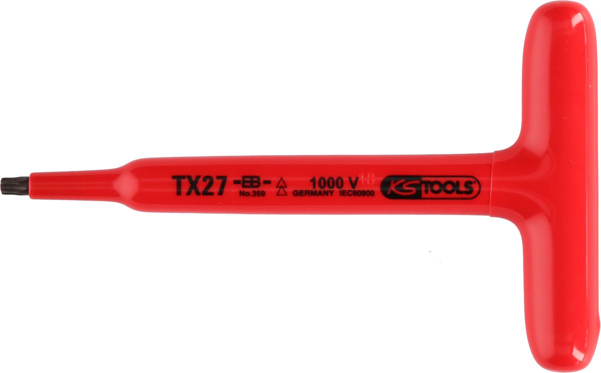 KS TOOLS T-Griff-Torx-Stiftschlüssel mit Schutzisolierung, T10, 120 mm ( 117.2412 )