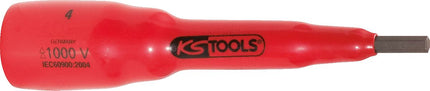 KS TOOLS Llave de vaso con punta de 3/8' y aislamiento protector para tornillos con encastre hexagonal, 4 mm, largo 116 mm ( 117.3867 )