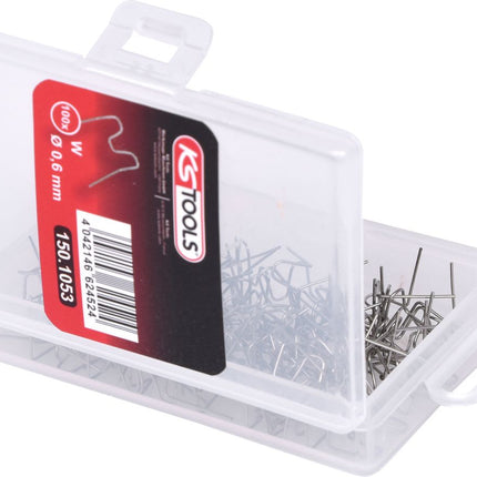 KS TOOLS Reparaturklammer W-Form Ø 0,6 mm, 100 Stück ( 150.1053 ) - Toolbrothers