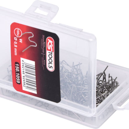 KS TOOLS Reparaturklammer W-Form Ø 0,8 mm, 100 Stück ( 150.1059 ) - Toolbrothers