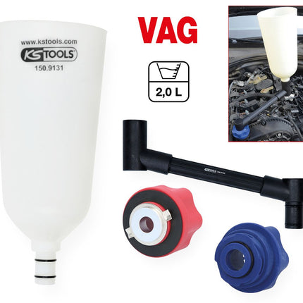 KS TOOLS Öl-Einfülltrichter-Satz mit drehbarem Winkelarm für VAG, 4-tlg ( 150.9155 ) - Toolbrothers