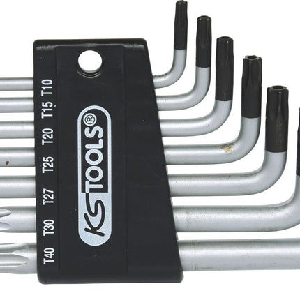 KS TOOLS Torx-Winkelstiftschlüssel-Satz mit Bohrung, kurz, 7-tlgTB10-TB40 ( 151.4150 )