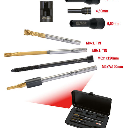 KS TOOLS Universal Glühkerzen-Ausbohrsatz M8 x 1, 8-tlg ( 152.1020 )