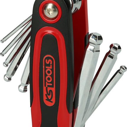 KS TOOLS Kugelkopf-Innensechskant-Winkelstiftschlüssel-Klapphalter, 8-tlg ( 158.3520 ) - Toolbrothers