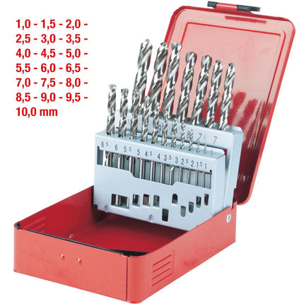 KS TOOLS HSS-G Spiralbohrer-Satz, Stahlblechkassette, 19-tlg 1-10mm ( 330.2610 ) - Toolbrothers
