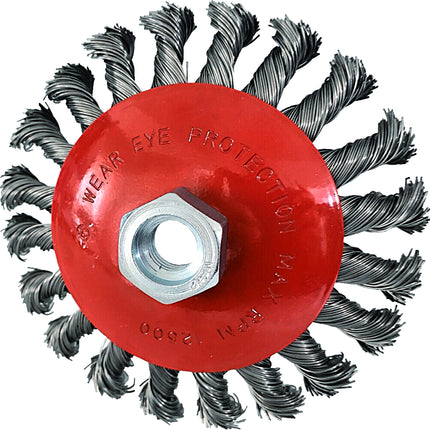 KS TOOLS Rostfreie Kegelform-Stahldrahtrundbürste, 0,5mm, Ø 115mm ( 340.0051 ) - Toolbrothers