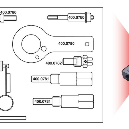 KS TOOLS Motoreinstell-Werkzeug-Satz für GM / Opel / Saab, 11-tlg ( 400.0775 ) - Toolbrothers