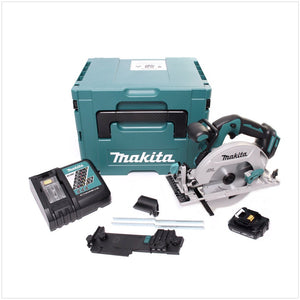 Makita DHS 680 RY1J Akku Handkreissäge 18 V 165 mm Brushless + 1x Akku 1,5 Ah + Ladegerät + Adapter + Makpac