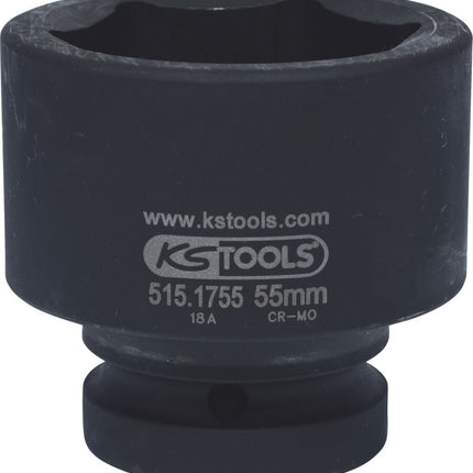 KS TOOLS 1" Sechskant-Kraft-Stecknuss, kurz, 55mm ( 515.1755 ) - Toolbrothers