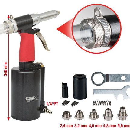 KS TOOLS Druckluft-Blindniet-Pistole, 2,4-3,2-4-4,8-5,6-6,4mm ( 515.3101 ) - Toolbrothers
