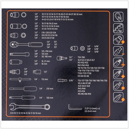 NEO professional Steckschlüssel Set 219 tlg. 1/2", 1/4", 3/8" ( Neo 08-671 ) im Koffer - Toolbrothers