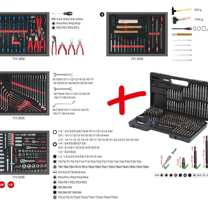KS TOOLS Juego de módulos universales para 4 cajones con 515 herramientas de alta calidad  ( 713.0515 )