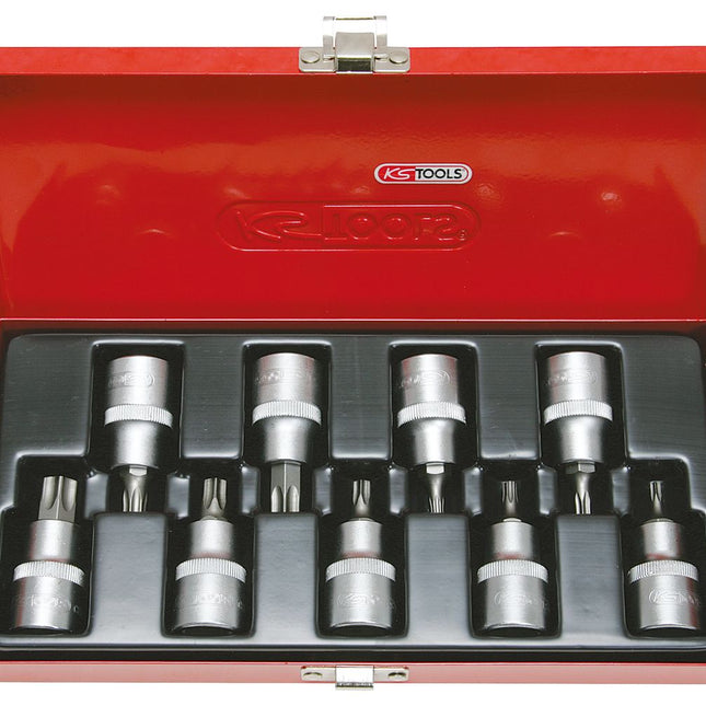 KS TOOLS 1/2" Bit-Stecknuss-Satz, 9-tlg, TB20-TB60 mit Stirnlochbohrung ( 911.1386 ) - Toolbrothers