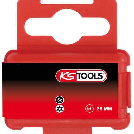 KS TOOLS 1/4" Bit Torx, Bohrung, 25mm, TB8, 5er Pack ( 911.2277 ) - Toolbrothers