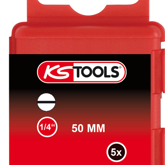 KS TOOLS 1/4" Bit Schlitz, 50mm, 10mm, 5er Pack ( 911.3328 ) - Toolbrothers