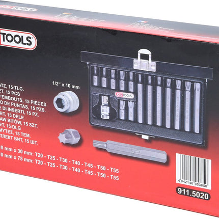 KS TOOLS 10mm Bit-Satz, 15-tlg, Torx ( 911.5020 ) - Toolbrothers