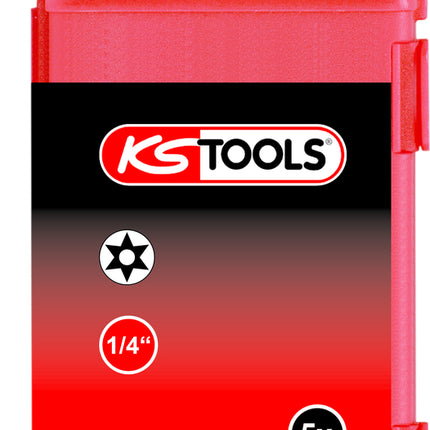 KS TOOLS 1/4" Bit Torx, Bohrung, 75mm, TB40, 5er Pack ( 911.7709 ) - Toolbrothers