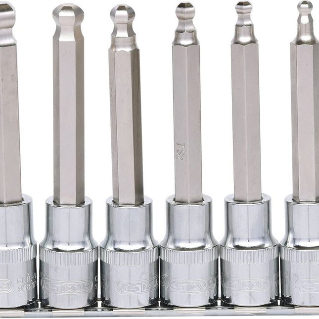KS TOOLS 1/2" CHROMEplus Bit-Stecknuss-Satz Innen6kant, Kugelkopf, 6-tlglang,  5-12mm ( 918.1665 ) - Toolbrothers