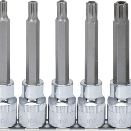 KS TOOLS 1/2" CHROMEplus RIBE-Bit-Stecknuss-Satz, lang, 9-tlg M5-M14, Bohrung ( 918.1895 ) - Toolbrothers