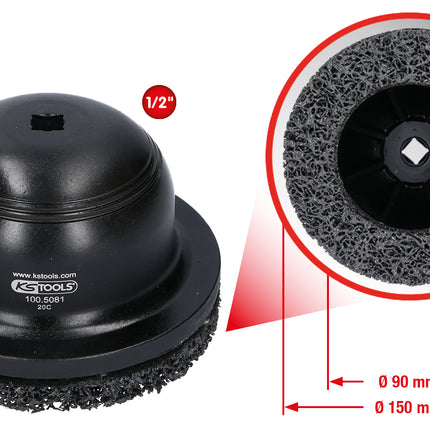 KS TOOLS Serie di pulizia per il mozzo ruota in alluminio Ø 150 mm, Ø interno 90 mm, 2 pz  ( 100.5080 )