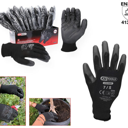 KS TOOLS Mikro-Feinstrickhandschuhe-schwarz, 7, 12 Paar ( 310.0490 ) - Toolbrothers