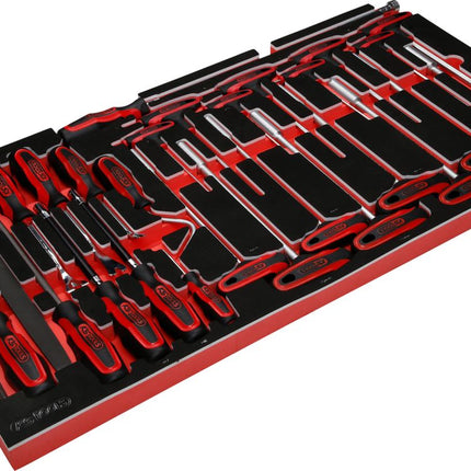 KS TOOLS T-Griff-Winkelstiftschlüssel- / und Feilen-Satz in Schaumstoffeinlage, 28-tlg ( 813.0028 ) - Toolbrothers