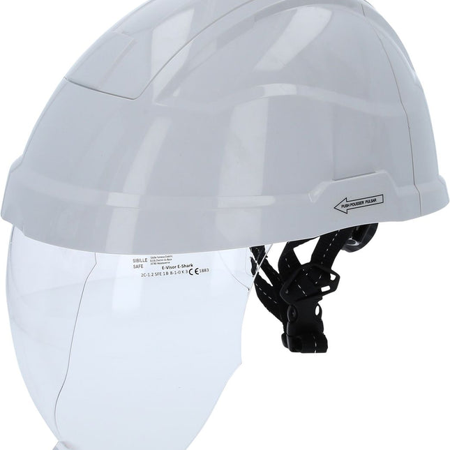 KS TOOLS Casco di protezione da lavoro con protezione per il viso, bianco ( 117.0118 )