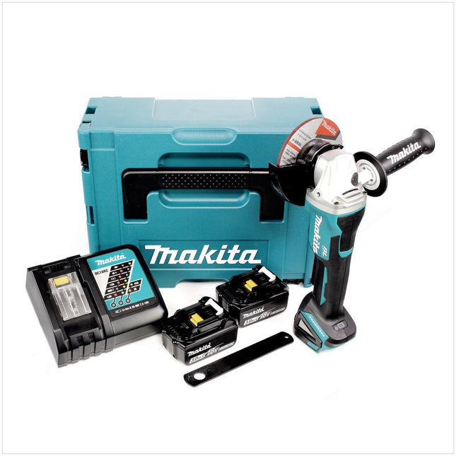 Makita DGA 505 RFJ Akku Winkelschleifer 18 V 125mm Brushless + 2x Akku 3,0Ah + Ladegerät + Makpac - Toolbrothers