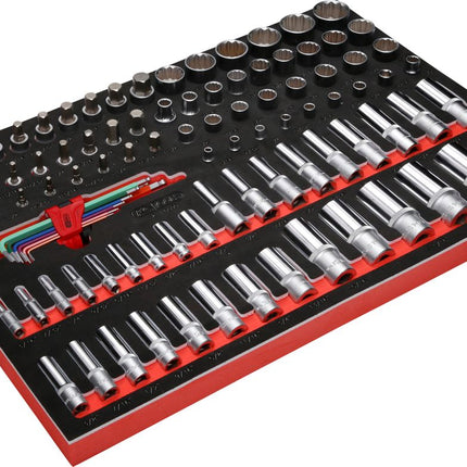 KS TOOLS 1/4'' + 3/8'' + 1/2'' Steckschlüssel-Satz in Schaumstoffeinlage, 99-tlg, Zoll ( 811.0099 ) - Toolbrothers