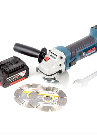 Bosch GWS 18 V-Li 115 mm Akku Winkelschleifer mit 6 Ah Akku + 2x Bosch Diamant Trennscheibe - Toolbrothers