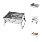 Toolbrothers Outdoor portable charcoal stainless steel barbecue for camping tool-free assembly 43 x 29 x 23 cm Silver Smoker BBQ Pit Grill