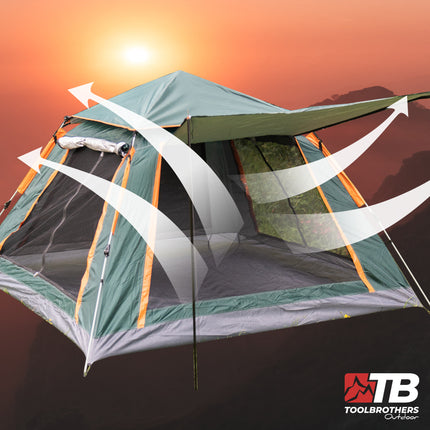 Toolbrothers Outdoort camping set tent for 2-4 persons hydraulic tent pop-up tent + camping equipment 12 pcs