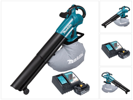 Soplador y aspirador de hojas a batería Makita DUB 187 RF 18 V sin escobillas + 1x batería 3,0 Ah + cargador