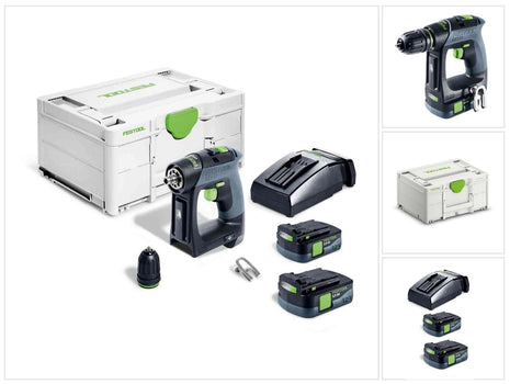 Festool CXS 12 2,5-Plus Akku Bohrschrauber 12 V 30 Nm Brushless ( 576864 ) + 2x Akku 2,5 Ah + Ladegerät + Systainer