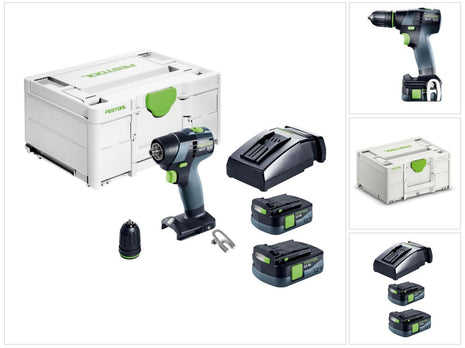 Festool TXS 12 2.5-Plus cordless drill driver 12 V 30 Nm brushless ( 576873 ) + 2x rechargeable battery 2.5 Ah + charger + systainer