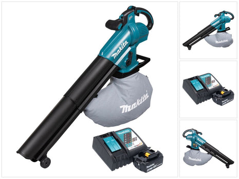 Soplador y aspirador de hojas a batería Makita DUB 187 RM 18 V sin escobillas + 1x batería 4,0 Ah + cargador