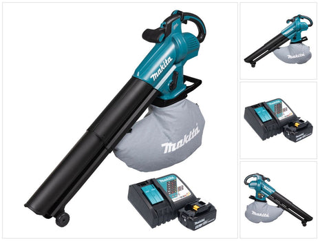 Makita DUB 187 RT cordless leaf blower and leaf vacuum 18 V brushless + 1x rechargeable battery 5.0 Ah + charger