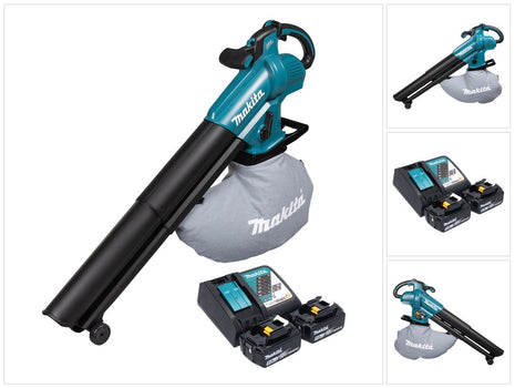 Makita DUB 187 RT2 Cordless leaf blower and leaf vacuum 18 V brushless + 2x battery 5.0 Ah + charger